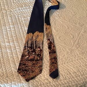 Field & Stream Blue and Gold Outdoor Scene Tie